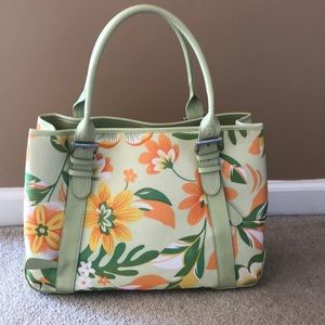 Large Green Floral Tote
